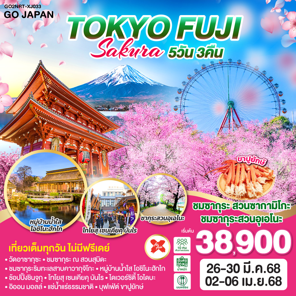 TOKYO FUJI SAKURA 5D 3N โดยสายการบินไทยแอร์เอเชีย เอ็กซ์ [XJ]