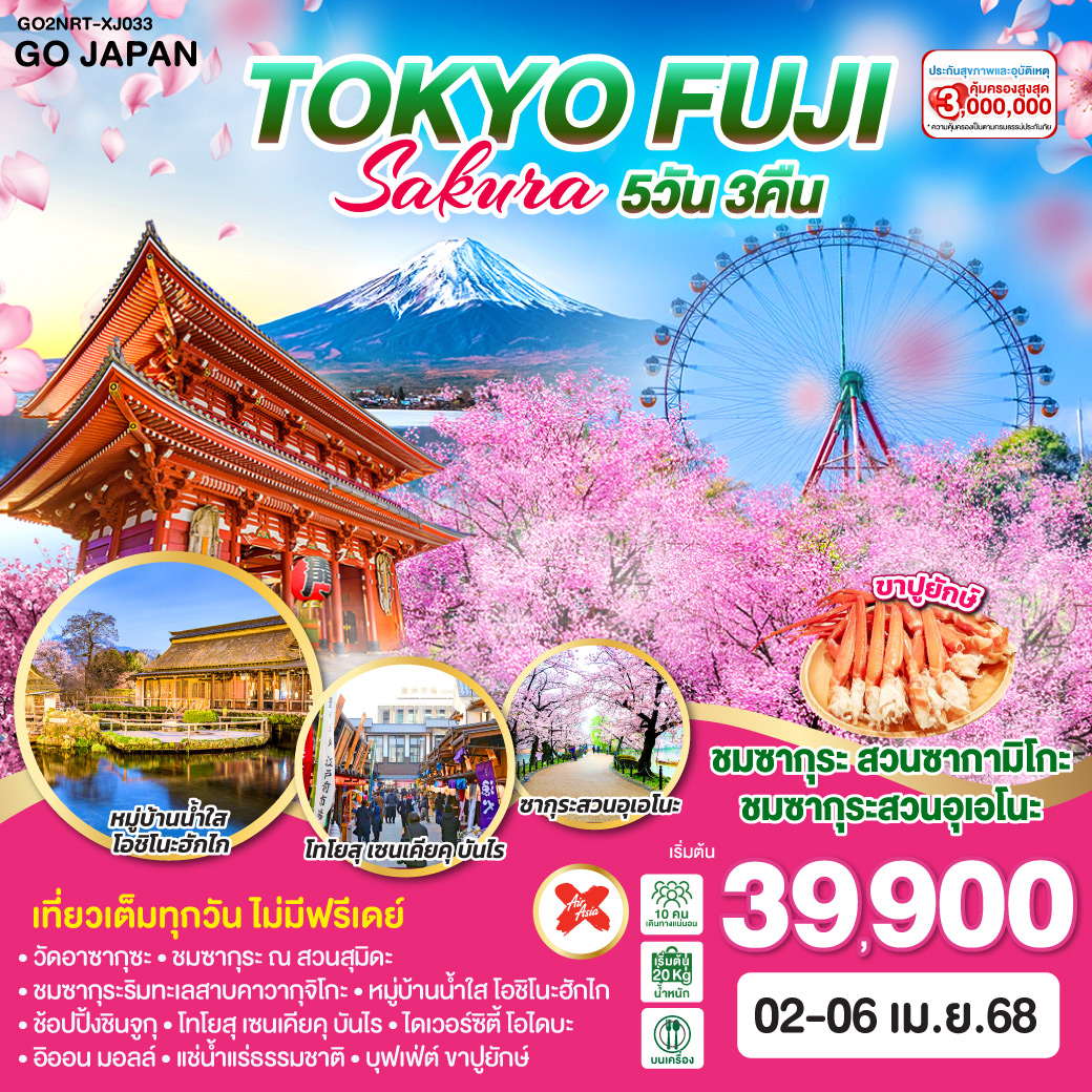 TOKYO FUJI SAKURA 5D 3N โดยสายการบินไทยแอร์เอเชีย เอ็กซ์ [XJ]