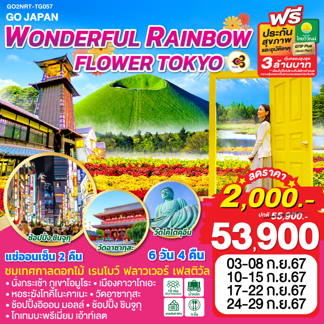 WONDERFUL RAINBOW FLOWER TOKYO 6D 4N โดยสายการบินไทย [TG]