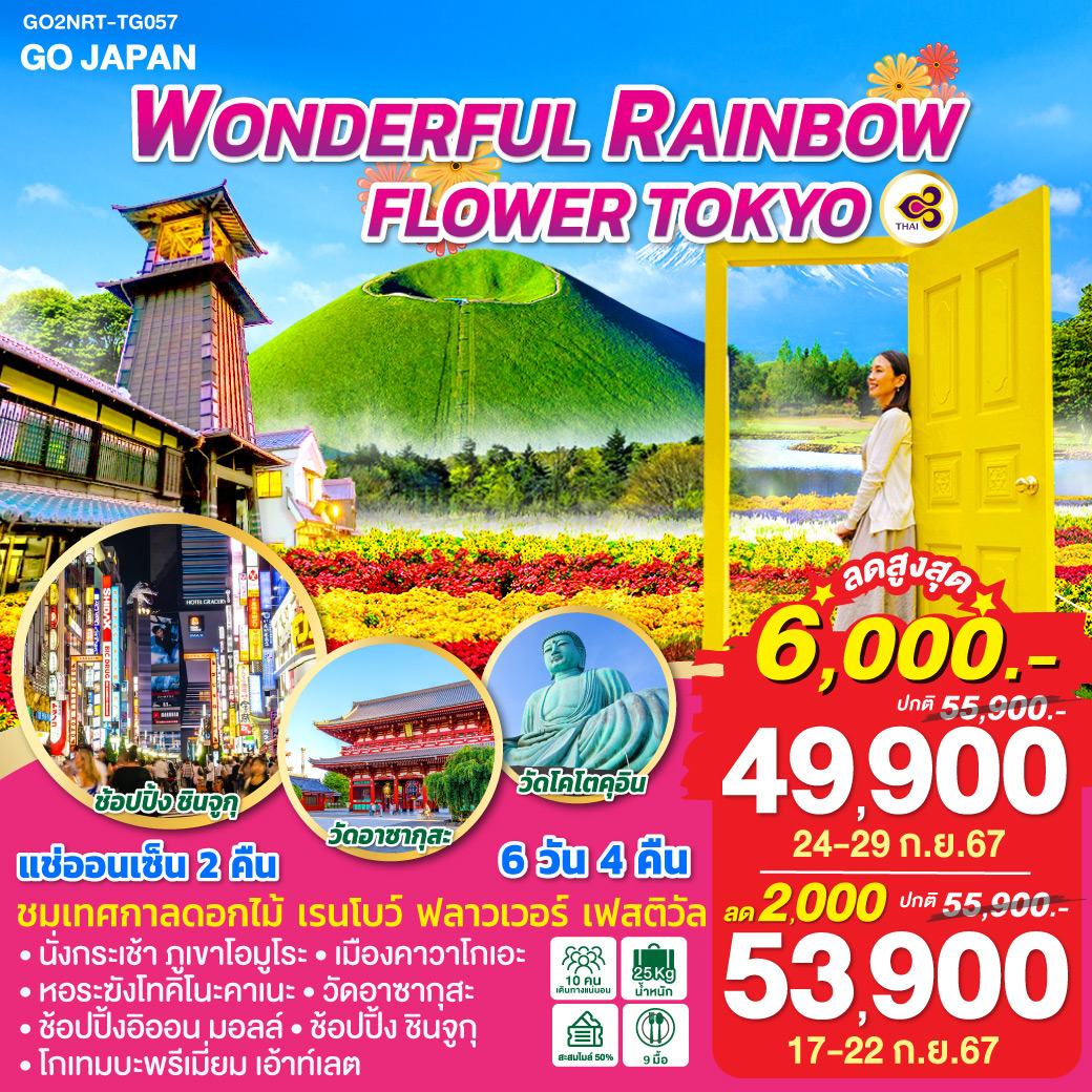 WONDERFUL RAINBOW FLOWER TOKYO 6D 4N โดยสายการบินไทย [TG]